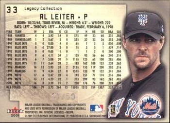 2001 Fleer Showcase - Legacy #33 Al Leiter  Back