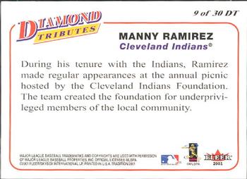 2001 Fleer Tradition - Diamond Tributes #9 DT Manny Ramirez Back