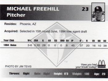 1995 Cedar Rapids Kernels #NNO Michael Freehill Back