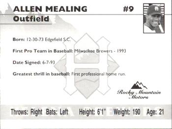 1995 Helena Brewers #NNO Allen Mealing Back