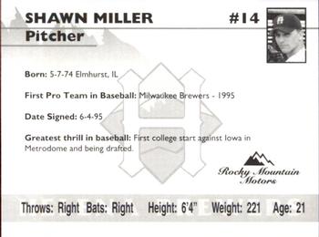 1995 Helena Brewers #NNO Shawn Miller Back