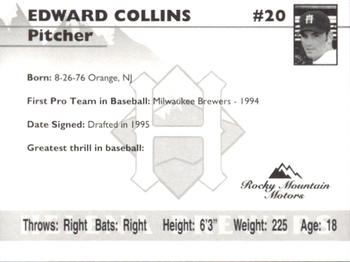 1995 Helena Brewers #NNO Edward Collins Back