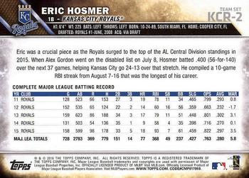 2016 Topps Kansas City Royals #KCR-2 Eric Hosmer Back