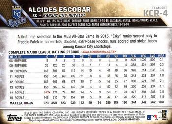 2016 Topps Kansas City Royals #KCR-4 Alcides Escobar Back