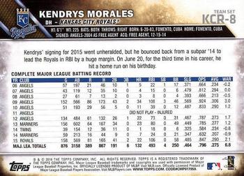 2016 Topps Kansas City Royals #KCR-8 Kendrys Morales Back