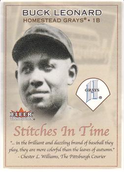 2001 Fleer Tradition - Stitches in Time #12 ST Buck Leonard Front