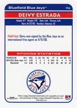 2012 Grandstand Bluefield Blue Jays #NNO Deivy Estrada Back