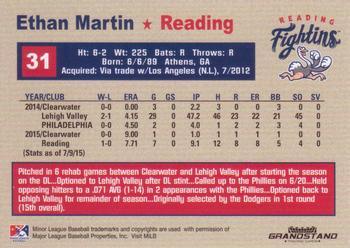 2015 Grandstand Reading Fightin Phils Update #NNO Ethan Martin Back
