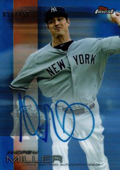2016 Finest - Autographs Blue Refractor #FA-AM Andrew Miller Front