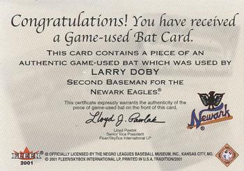 2001 Fleer Tradition - Stitches in Time Memorabilia #NNO Larry Doby Back