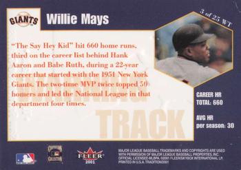 2001 Fleer Tradition - Warning Track #3 WT Willie Mays  Back