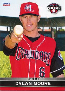 2016 Choice Hickory Crawdads #18 Dylan Moore Front