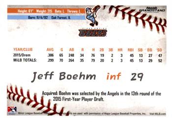 2016 Grandstand Inland Empire 66ers #NNO Jeff Boehm Back