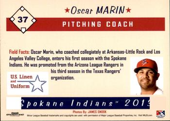 2013 Grandstand Spokane Indians #NNO Oscar Marin Back