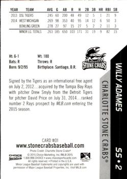 2015 Choice Charlotte Stone Crabs #01 Willy Adames Back