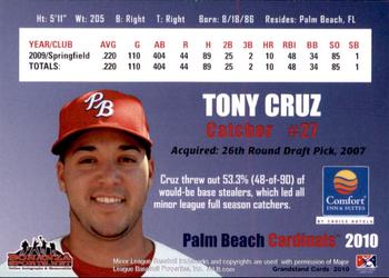 2010 Grandstand Palm Beach Cardinals #NNO Tony Cruz Back