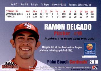 2010 Grandstand Palm Beach Cardinals #NNO Ramon Delgado Back