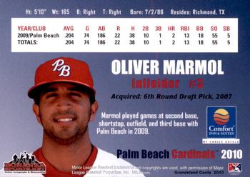 2010 Grandstand Palm Beach Cardinals #NNO Oliver Marmol Back