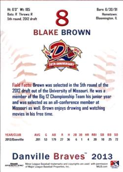 2013 Grandstand Danville Braves #NNO Blake Brown Back