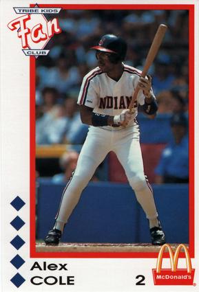 1992 McDonald's Cleveland Indians Tribe Kids Fan Club #NNO Alex Cole Front