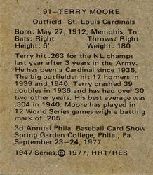 1976-77 HRT/RES 1947 Bowman #91 Terry Moore Back