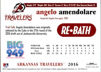 2016 Grandstand Arkansas Travelers #NNO Angelo Amendolare Back