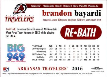 2016 Grandstand Arkansas Travelers #NNO Brandon Bayardi Back