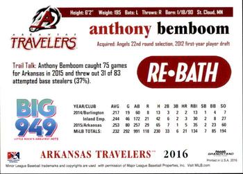2016 Grandstand Arkansas Travelers #NNO Anthony Bemboom Back