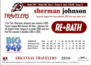 2016 Grandstand Arkansas Travelers #NNO Sherman Johnson Back