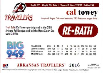 2016 Grandstand Arkansas Travelers #NNO Cal Towey Back