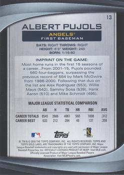 2016 Topps Gold Label #13 Albert Pujols Back