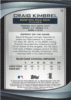 2016 Topps Gold Label #15 Craig Kimbrel Back