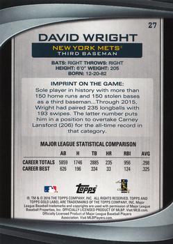 2016 Topps Gold Label #27 David Wright Back