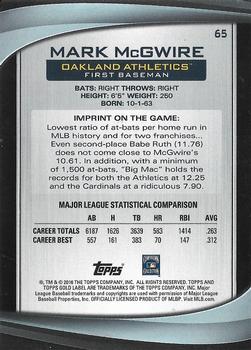 2016 Topps Gold Label #65 Mark McGwire Back