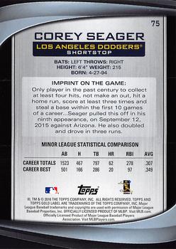 2016 Topps Gold Label #75 Corey Seager Back