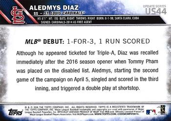 2016 Topps Update #US44 Aledmys Diaz Back