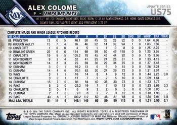 2016 Topps Update #US75 Alex Colome Back