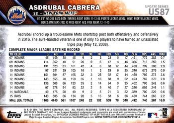 2016 Topps Update #US87 Asdrubal Cabrera Back