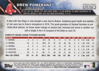 2016 Topps Update #US162 Drew Pomeranz Back