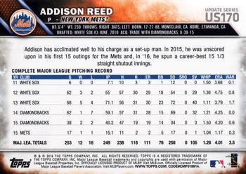 2016 Topps Update #US170 Addison Reed Back