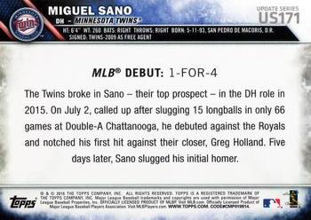 2016 Topps Update #US171 Miguel Sano Back