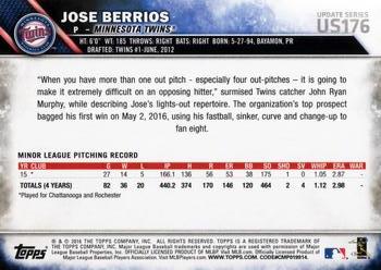 2016 Topps Update #US176 Jose Berrios Back