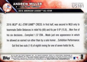 2016 Topps Update #US181 Andrew Miller Back