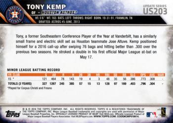 2016 Topps Update #US203 Tony Kemp Back