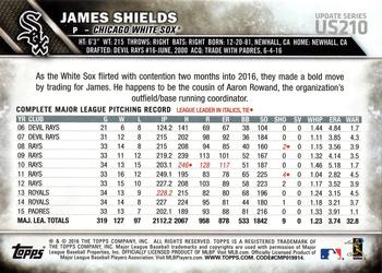 2016 Topps Update #US210 James Shields Back