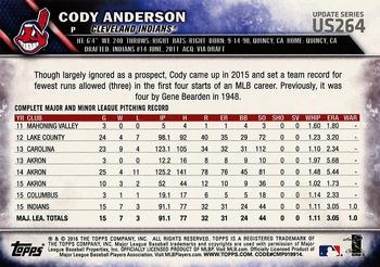 2016 Topps Update #US264 Cody Anderson Back