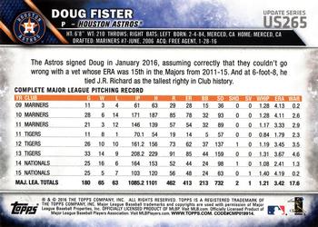 2016 Topps Update #US265 Doug Fister Back