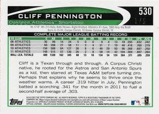 2012 Topps Mini - Platinum #530 Cliff Pennington Back