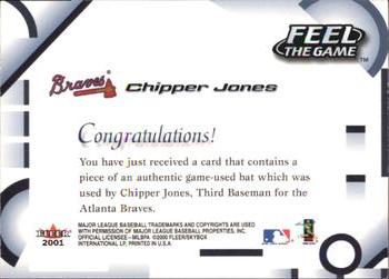 2001 Fleer Triple Crown - Feel the Game #NNO Chipper Jones Back