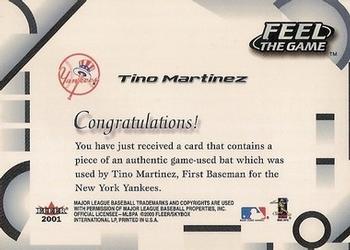 2001 Fleer Triple Crown - Feel the Game #NNO Tino Martinez Back